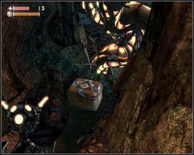 Idąc do góry czytamy leżącą na ziemi notatkę [1], a następnie używamy cofania czasu na pobliskiej roślinie - - Katakumby | Opis przejścia Singularity - Singularity - poradnik do gry