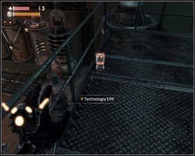 W miejscu, do którego zawiezie nas winda [1], naprawiamy kolejne schody i wchodzimy nimi na górę, gdzie czeka zbiornik z E99 [2] - - Katakumby | Opis przejścia Singularity - Singularity - poradnik do gry
