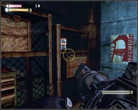 Na dolę możemy uzupełnić amunicję w Autodziałku [1] oraz zebrać cztery E99 [2] - - Magazyny II (1) | Opis przejścia Singularity - Singularity - poradnik do gry