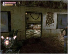 Po śmierci przeciwników rozwiązujemy naszą towarzyszkę [1] i ruszamy do pokoju obok [2] - - Magazyny II (2) | Opis przejścia Singularity - Singularity - poradnik do gry