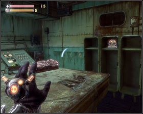 W środku [1] znajdziemy dwa pojemniki z pierwiastkiem , stłuczoną tablicę oraz magnetofon [2] - - Perła (1) | Opis przejścia Singularity - Singularity - poradnik do gry