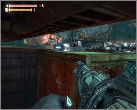 Żeby zdobyć technologię broni , wskakujemy na leżącą w rogu stertę desek [1] - - Perła (3) | Opis przejścia Singularity - Singularity - poradnik do gry