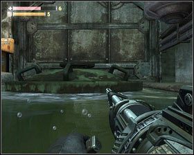 Po odsłuchaniu nagrania, używamy pobliskiego mechanizmu [1] i płyniemy dalej przez nowo otwarty właz [2] - - Kompleks przetwórczy (3) | Opis przejścia Singularity - Singularity - poradnik do gry