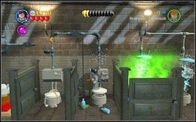 Wskocz na sedes i przy użyciu (WL ) odkręć zawór #1 - spowoduje to uniesienie Cie do góry - Crabbe i Goyle | Opis przejścia - Rok 2 | LEGO Harry Potter Lata 1-4 - LEGO Harry Potter Lata 1-4 - poradnik do gry