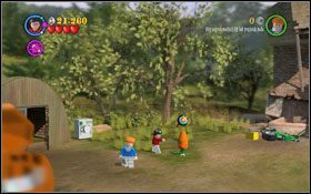 Hufflepuff (żółty): Po prawej stronie, tuż pod koszem, znajdziesz kilka klocków - złóż je w całość (WL ), powstanie dyniowy pojazd, którym rozjedź zasiane marchewki #1 (jest ich siedem) - Proszek Fiuu | Bonusy - Rok 2 | LEGO Harry Potter Lata 1-4 - LEGO Harry Potter Lata 1-4 - poradnik do gry