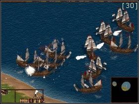 Gdy fregaty dotrą do północno-wschodniej części wyspy atakujemy nimi znajdujące się tam wieże - Catalina | Kampania Angielska | Kozacy Europejskie Boje - Kozacy: Europejskie Boje - poradnik do gry