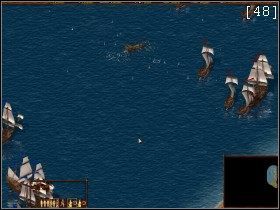 W dolnym prawym rogu mapy odnajdujemy nasz cel - wrogi zarząd miejski - Zatoka Darieńska | Kampania Angielska | Kozacy Europejskie Boje - Kozacy: Europejskie Boje - poradnik do gry