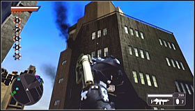 Zbliż się do wspomnianego wyżej budynku, ignorując ostrzeżenie mówiące o tym, że oddalasz się od terenu działań - Pozycje strategiczne (3) | Zadania drugorzędne | Crackdown 2 - Crackdown 2 - poradnik do gry