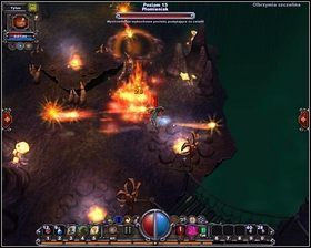 Listę stworów dopełniają strzelające wstrząsającymi pociskami Kopacze [1], a także Płomienniki [2] atakujące ognistymi kulami - - Jaskinie TuTara - poziomy 17-20 | Opis przejścia Torchlight - Torchlight - poradnik do gry