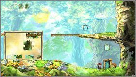 Następnie ponownie ustaw platformę w taki sposób, by powstało przedłużenie lewej platformy #1 , na którą wejdzie stwór - The Cloud Bridge | World 2 | Braid - Braid - poradnik do gry