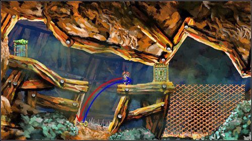 Przeskocz przez dziurę, a następnie skocz w stronę klucza - Lair | World 3 | Braid - Braid - poradnik do gry