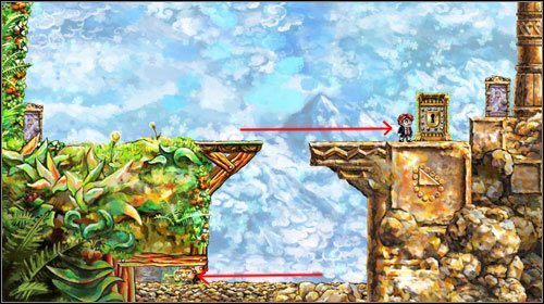 Tym razem w zależności od kierunku, w którym się poruszasz, czas płynie do przodu (gdy idziesz w prawo) bądź do tyłu (idziesz w lewo) - The Pit | World 4 | Braid - Braid - poradnik do gry