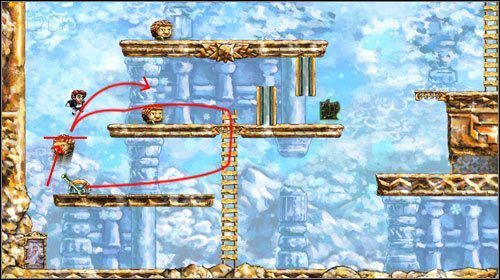 Wyjdź po drabinie i przełącz dźwignię po lewej - Just Out of Reach | World 4 | Braid - Braid - poradnik do gry