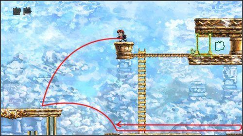 Zeskocz na platformę niżej, a następnie na prawo - Just Out of Reach | World 4 | Braid - Braid - poradnik do gry