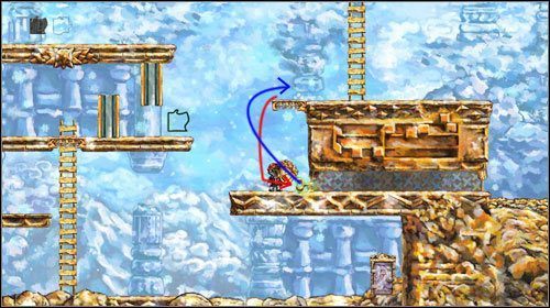 Zeskocz na stwora zdobywając klucz, po czym cofnij czas, by znaleźć się na platformie wyżej - Just Out of Reach | World 4 | Braid - Braid - poradnik do gry