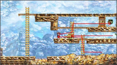 Wbiegnij szybko na drabinę i przejdź na lewą stronę - Fickle Companion | World 4 | Braid - Braid - poradnik do gry