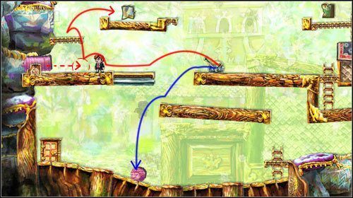 Wyjdź po drabinkach na samą górę i stań przy dźwigni - Crossing The Gap | World 5 | Braid - Braid - poradnik do gry