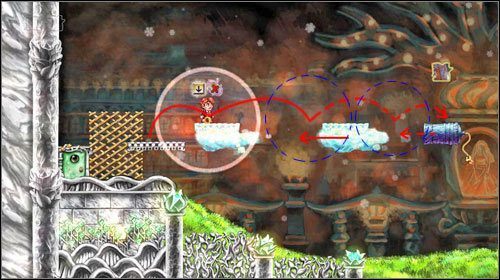 Wespnij się na płotek, wskocz na chmurę i aktywuj kulę spowalniającą czas - Phase | World 6 | Braid - Braid - poradnik do gry