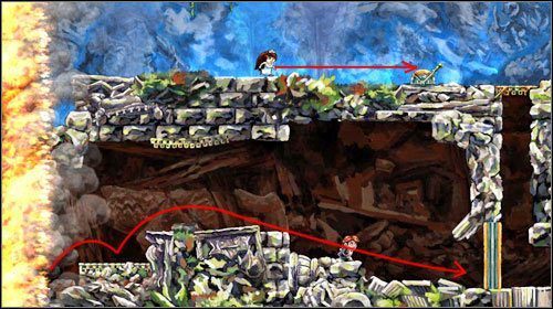 Po zejściu na dół dostrzeżesz księżniczkę i złego rycerza - Braid | World 1 | Braid - Braid - poradnik do gry