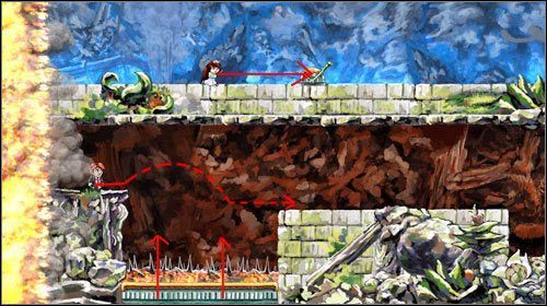 Wskocz w przepaść - tutaj musisz w pełni zaufać szczęściu, że platforma na czas wysunie się w górę - Braid | World 1 | Braid - Braid - poradnik do gry
