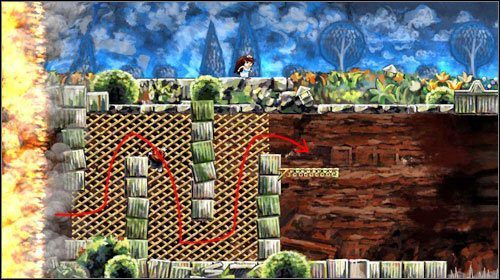 Bardzo szybko i sprawnie przejdź po płotkach - w górę, w dół i raz jeszcze w górę - Braid | World 1 | Braid - Braid - poradnik do gry