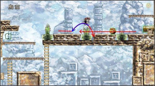 Aby przeskoczyć kolejną roślinę będziesz musiał dać się zabić - tylko dzięki temu roślina się schowa, pozwalając stworowi przejść dalej - cofnij czas i naskocz na niego - Movement by Degrees | Alternatywne zakończenie | Braid - Braid - poradnik do gry