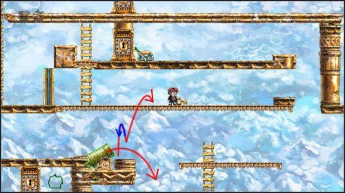 Podnieś klucz i wyjdź najdłuższą drabinę na górę, stań na armacie - Fickle Companion | Alternatywne zakończenie | Braid - Braid - poradnik do gry