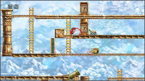 Otwórz bramę, przełącz dźwignię i pokręć się chwilę na górze - Fickle Companion | Alternatywne zakończenie | Braid - Braid - poradnik do gry