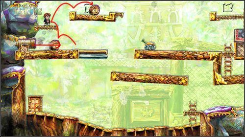 Kiedy tylko się tam znajdzie, kolejny stwór wyskoczy z armaty - odbij się od niego, a następnie na tego wyżej - Crossing the Gap | Alternatywne zakończenie | Braid - Braid - poradnik do gry