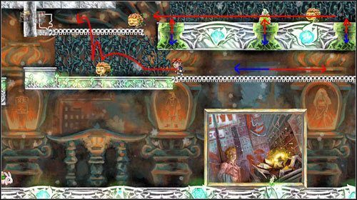 Na początku musisz wykonać akcję identyczną jak w przypadku zdobycia puzzla w etapie [World 6] Impassable Foliage - Impassable Foliage | Alternatywne zakończenie | Braid - Braid - poradnik do gry