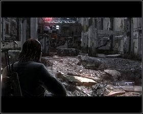 Idąc cały czas prosto i otwierając kolejne drzwi [1], dotrzemy wreszcie do zrujnowanego placu [2] - Rozdział 2 - Szczegóły (2) - Opis przejścia - Kane & Lynch 2: Dog Days - poradnik do gry