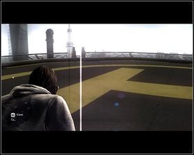 Zaraz po obejrzeniu filmiku, wbiegamy szybko schodami z prawej[1] na lądowisko dla helikopterów [2] - Rozdział 10 - Zmartwychwstanie (1) - Opis przejścia - Kane & Lynch 2: Dog Days - poradnik do gry