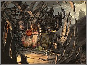 Przejdź przez most, w stronę widocznej na górze wioski, gdzie wespnij się po schodkach (zwracając po drodze uwagę na dzwon bez sznura) prawie na sam szczyt - Rozdział drugi - Przebudzenie Kalidy (1) - The Whispered World - poradnik do gry