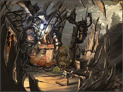 Ostatecznie trzeba ustawić je w dolnym rzędzie tak, by pierwsza zaczepiała o widoczny po lewej fragment nieaktywnej zębatki mechanizmu, a ostatnia o taki sam po prawej - Rozdział drugi - Przebudzenie Kalidy (2) - The Whispered World - poradnik do gry