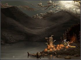 Zdmuchnij też świece przy wejściu na most (2x) oraz nad brzegiem jeziora (2x) - Rozdział drugi - Przebudzenie Kalidy (3) - The Whispered World - poradnik do gry