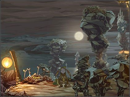 By uzyskać kształt czaszki, trzeba przesunąć drugi i ostatni kurek w lewo (nieruszane kurki ustawione są prosto lub nieco w prawo, jeden klik przesuwa je w lewo, drugi przywraca do pozycji wyjściowej) - Rozdział trzeci - Asgil (1) - The Whispered World - poradnik do gry