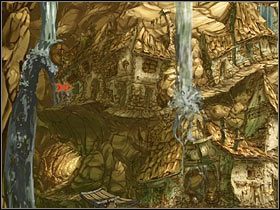 Ponieważ nie dostaniesz się teraz do sztabu z poziomu jaskini, wyjdź z widoku na to pomieszczenie (strzałka w górę) i opuść grotę - Rozdział trzeci - Asgil (4) - The Whispered World - poradnik do gry