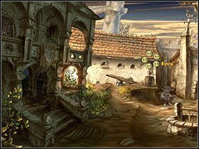 Wydostawszy się przez okienko, spadnij na huśtawkę w pękatej postaci Spota - Rozdział czwarty - Korona (1) - The Whispered World - poradnik do gry