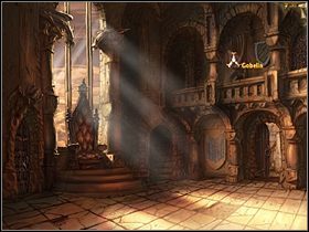 Przeszedłszy przez bramę, skieruj się w lewo i wejdź do posępnie wyglądającego budynku - to zamek - Rozdział czwarty - Korona (1) - The Whispered World - poradnik do gry