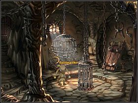 Musisz tylko odpowiednio go umocować, zatem zainteresuj się w lochu szkieletem w kulistej klatce - Rozdział czwarty - Korona (3) - The Whispered World - poradnik do gry