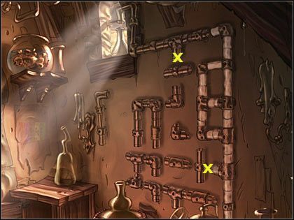 Natychmiast okaże się, że w systemie rur na ścianie obok jest awaria i to niejedna - Rozdział czwarty - Korona (3) - The Whispered World - poradnik do gry