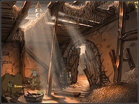 Niestety rozbiła się i jej zawartość wylądowała w krowim żłobie, a krowa ją pożarła - Rozdział czwarty - Korona (4) - The Whispered World - poradnik do gry