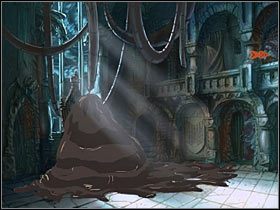 Wyjdź na zewnątrz, przed budynek, gdzie stacjonuje latający potwór Asgili - Rozdział czwarty - Korona (6) - The Whispered World - poradnik do gry