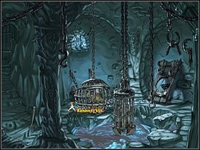 Ponieważ kolejna prośba o zmianę położenia klatki nie przyniesie rezultatu, rzuć kamykami w Bobbyego, który natychmiast podniesie lament - Rozdział czwarty - Korona (5) - The Whispered World - poradnik do gry