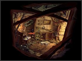 W tej sytuacji wyjmij otoczak z pantalonów i połóż go na krzywej półce regału - Rozdział trzeci - Asgil (5) - The Whispered World - poradnik do gry