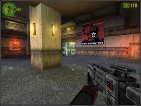 Idź dalej, aż znajdziesz się przed kolejnymi drzwiami z napisem Restricted Area - Koszary | Opis przejścia Red Faction - Red Faction - poradnik do gry