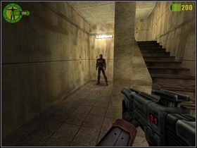 Znajdziesz się przy stacji podziemnej kolejki - z naprzeciwka nadjedzie platforma z wrogami, przyda się snajperka - Sabotaż | Opis przejścia Red Faction - Red Faction - poradnik do gry