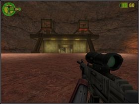 Znajdujesz się w mało komfortowej sytuacji - dalsza jest pod ostrzałem zarówno działek jak i najemników (również z Rail Driverami) - Koszary #2 | Opis przejścia Red Faction - Red Faction - poradnik do gry