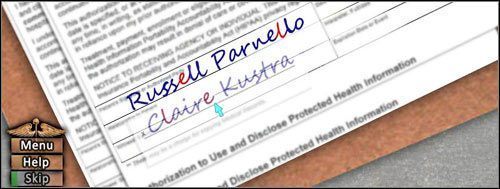 Musisz odszukać trzy litery, które zgadzają się w obu sygnaturach - Opis przejścia (4) | Blue Meanie | House M.D. - House M.D. - poradnik do gry