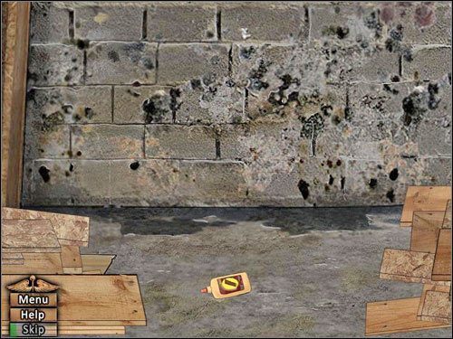 Lewym przyciskiem myszy chwytaj za deski i odrzucaj je na bok, aż dogrzebiesz się na same dno - Opis przejścia (1) | Skull & Bones | House M.D. - House M.D. - poradnik do gry